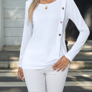Women's Buttoned Crew Neck Top